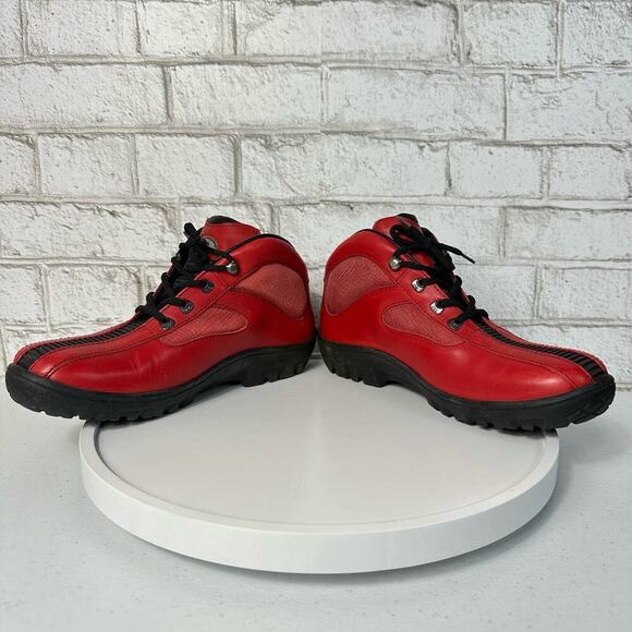 BALLY Exedo Boots St. James Vintage Lace Up Ankle Leather Red 8 - Picture 8 of 13